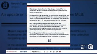 Detroit Tigers April 8 opening day game canceled