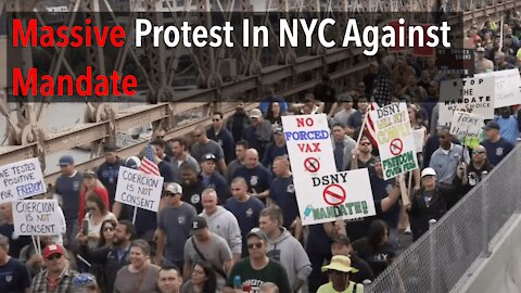 12,000 New York City Workers March Across Brooklyn Bridge To Protest Mandate