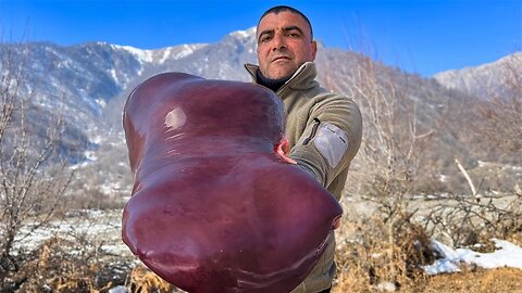 Delicious, Juicy and Fragrant Liver Kebab! Mountains and Nature of Azerbaijan