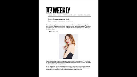 L.A. WEEKLY NAMED ACTRESS & BEAUTY EXPERT CHARIS MICHELSEN ONE OF THE "TOP 10 ENTREPRENEURS OF 2023"