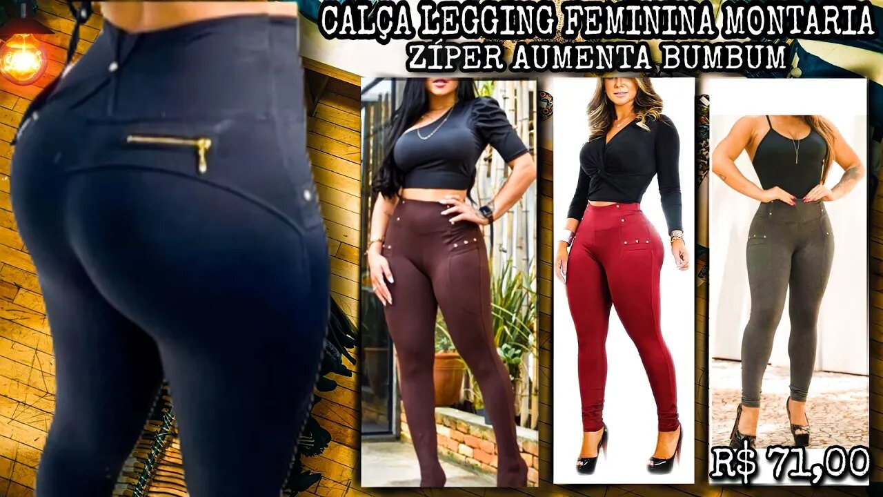 Calça Legging Montaria Feminina com zíper Aumenta Bumbum/@Shopee Brasil