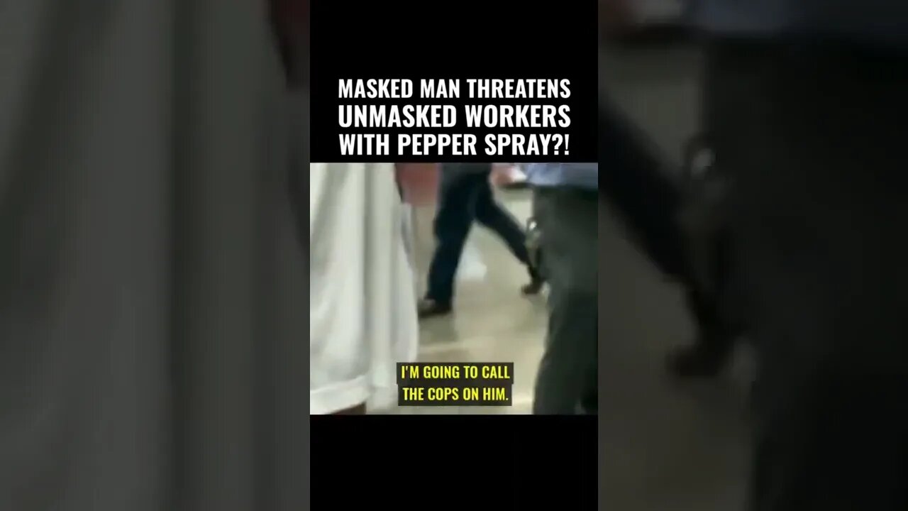 Masked man threatens unmasked workers with pepper spray 🌶