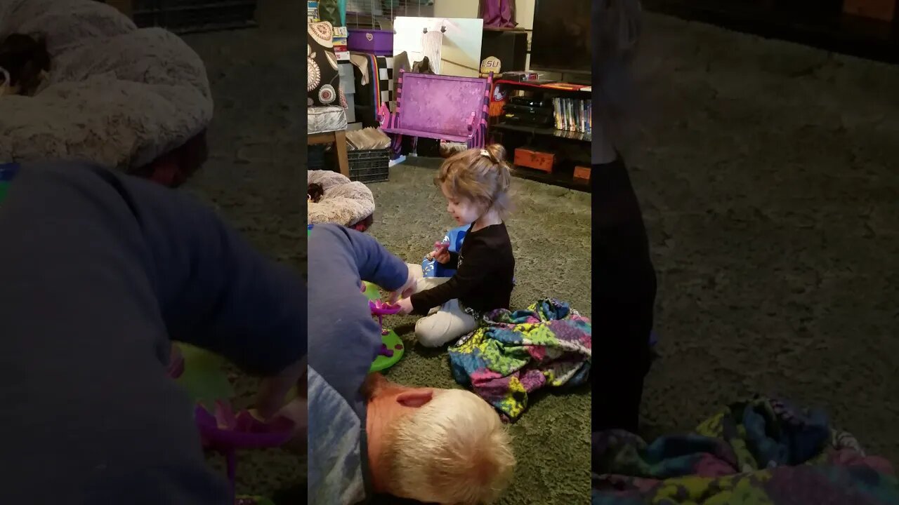 Bella and Grandpa Playing Treehouse Dollies