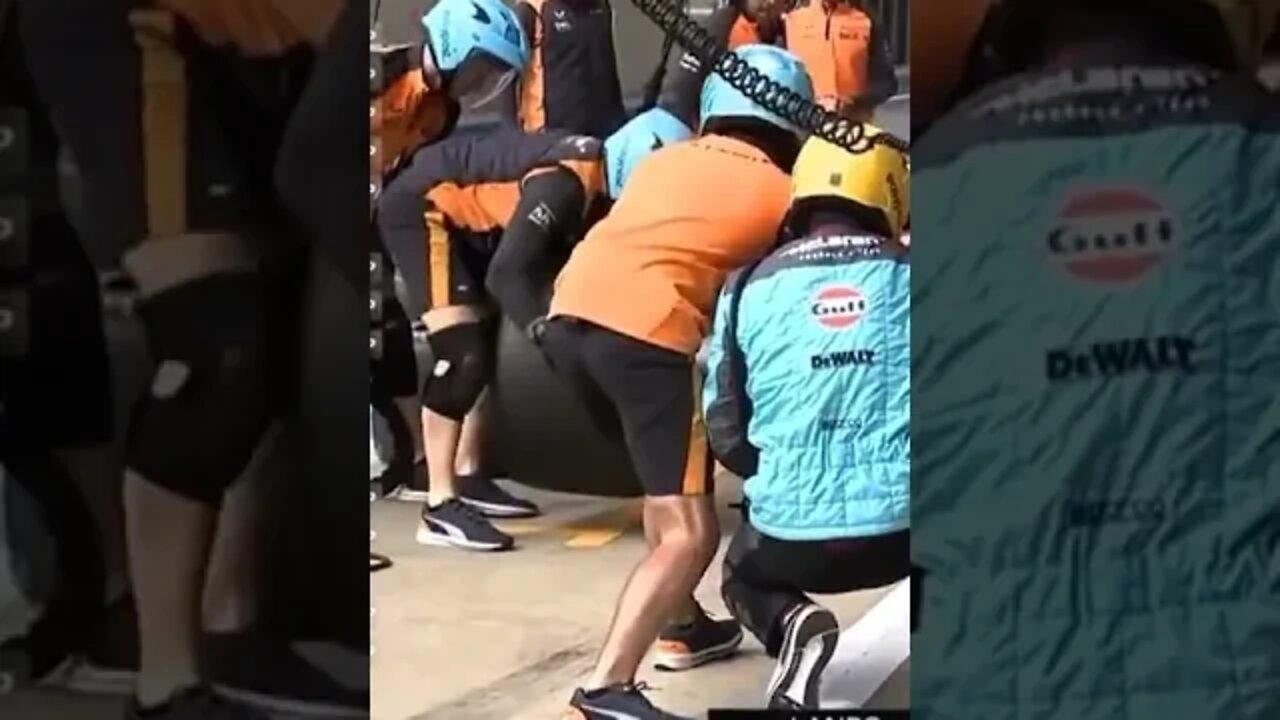 McLaren mechanic trying to put the wheel... backwards #shorts #funny