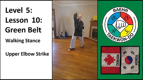 Baehr Taekwondo: 05-10: Green Belt: Walking Stance - Upper Elbow Strike