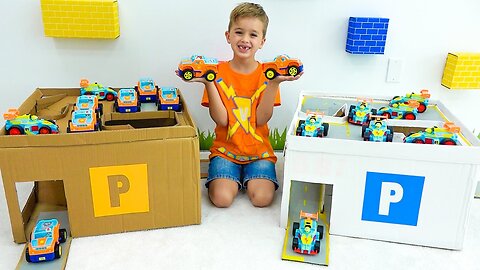 Children play with new Vlad and Niki's toy cars