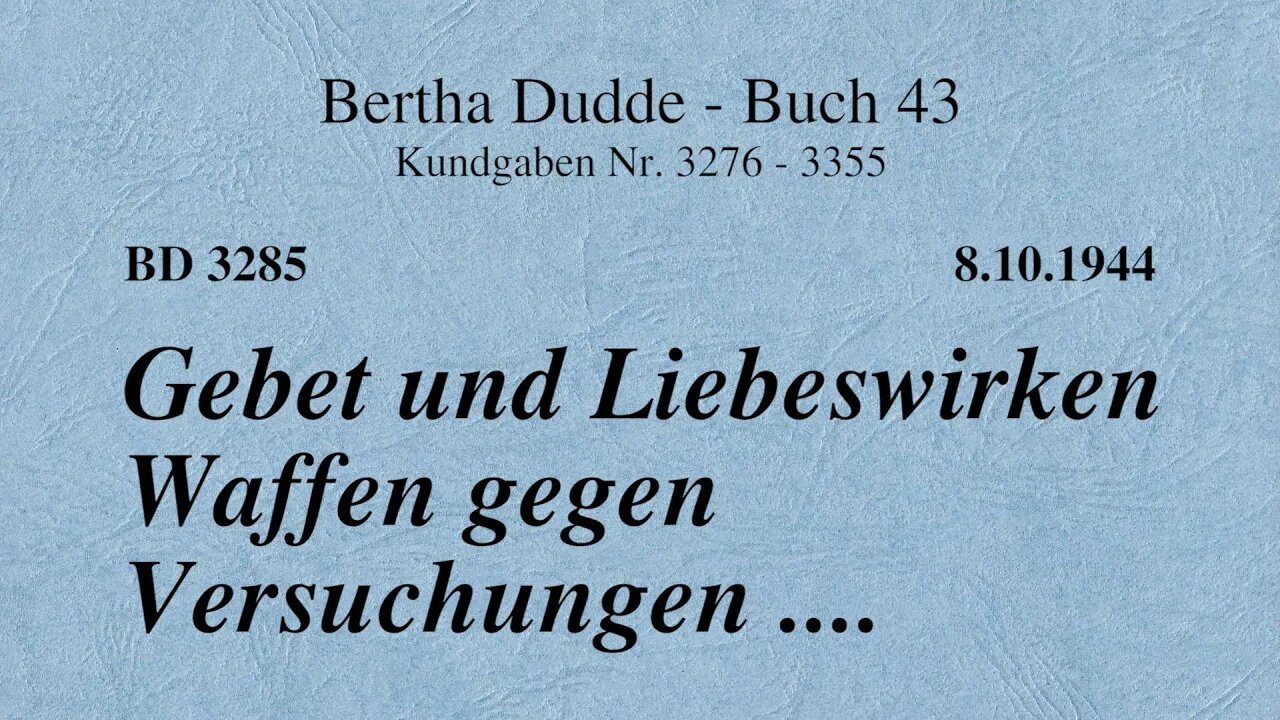 BD 3285 - GEBET UND LIEBESWIRKEN WAFFEN GEGEN VERSUCHUNGEN ....