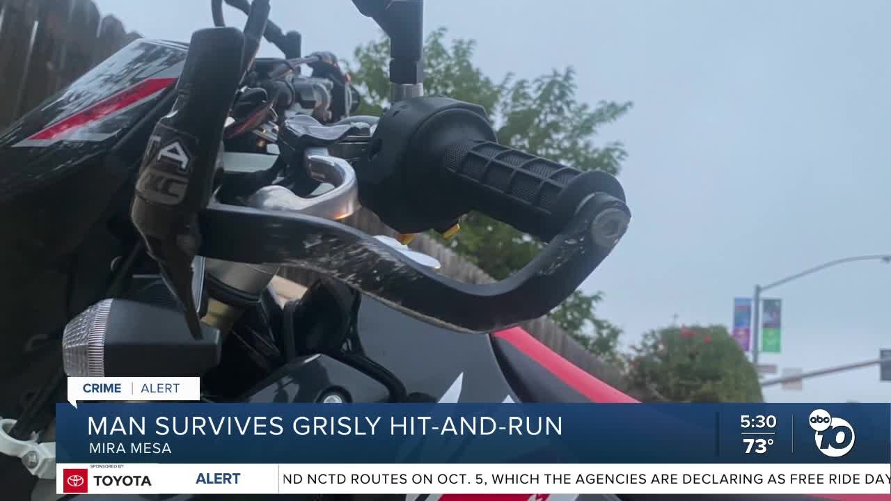 Motorcyclist survives grisly hit-and-run crash in Mira Mesa