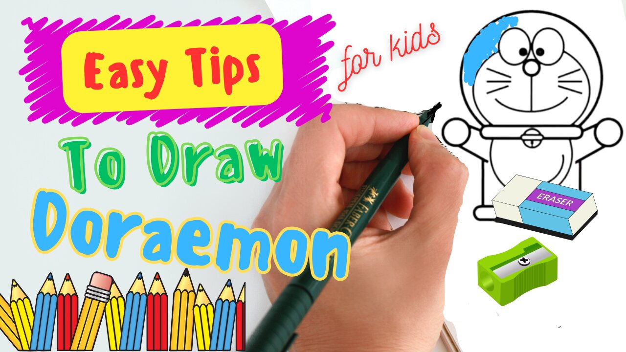 Tutorial to draw Doraemon 😊 | Easy Tips | Viral Art Draw | Babies and Kids Cartoons
