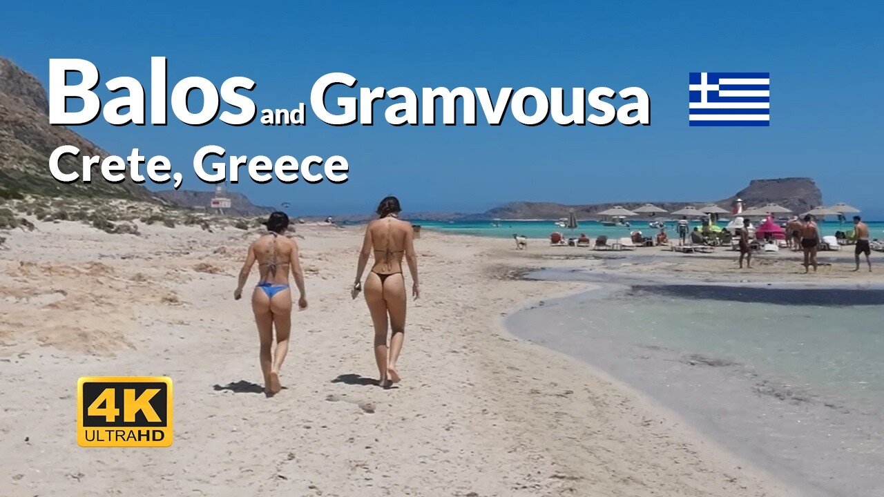 Balos Beach Walk 4K | Explore Balos Lagoon & Gramvousa Island, Crete Greece 🇬🇷