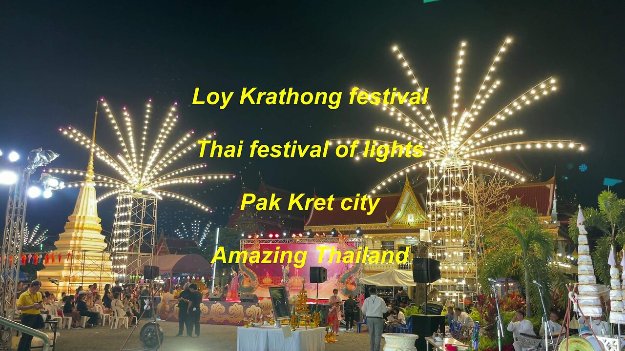 Loy Krathong festival Thai festival of lights at Pak Kret city Amazing Thailand