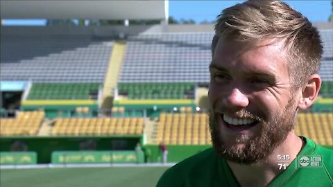 Rowdies fan Dennis Lawson watches every practice outside the gates