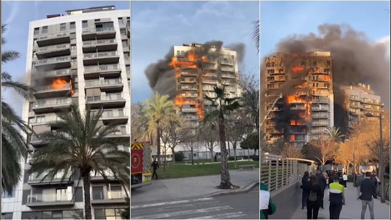 Shikoni si flakët përpinë bllokun e pallateve në Valencia të Spanjës, 10 të vdekur!