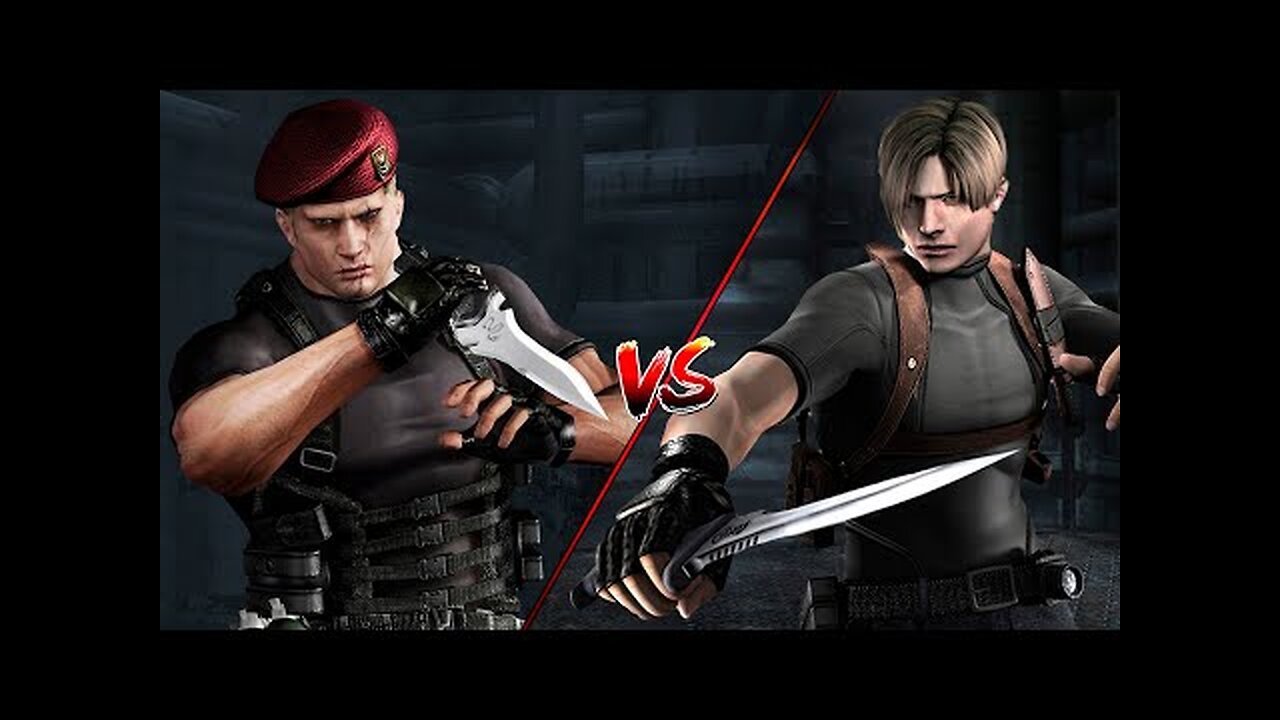 Resident Evil 4 HD Project Leon vs Krauser Knife Fight All Jack Krauser Boss Fights