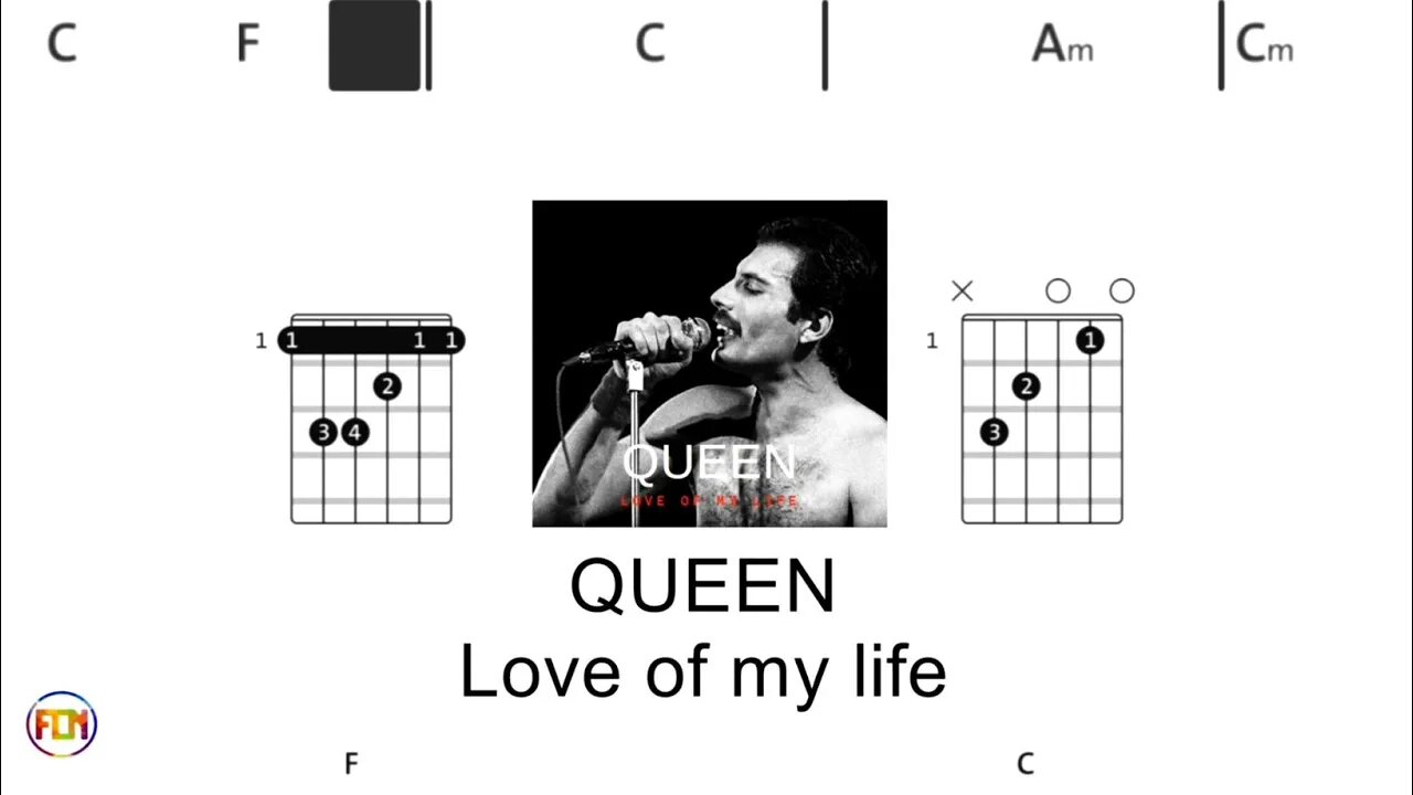 QUEEN Love of my live - (Chords & Lyrics like a Karaoke) HD