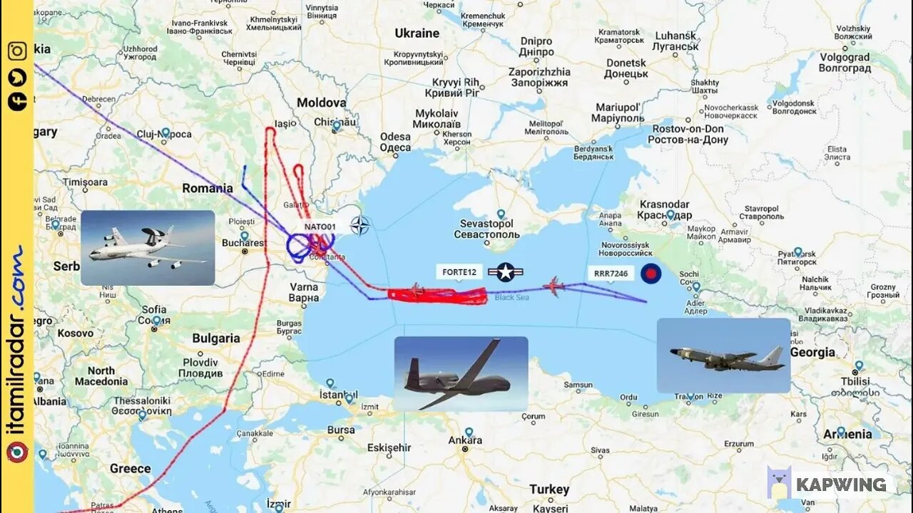 NATO's Monitoring of the Black Sea - Flight Patterns of 16th May