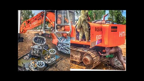 Restoration of Hitachi Excavator Hydraulic Pump | Skills of Small Mechanic