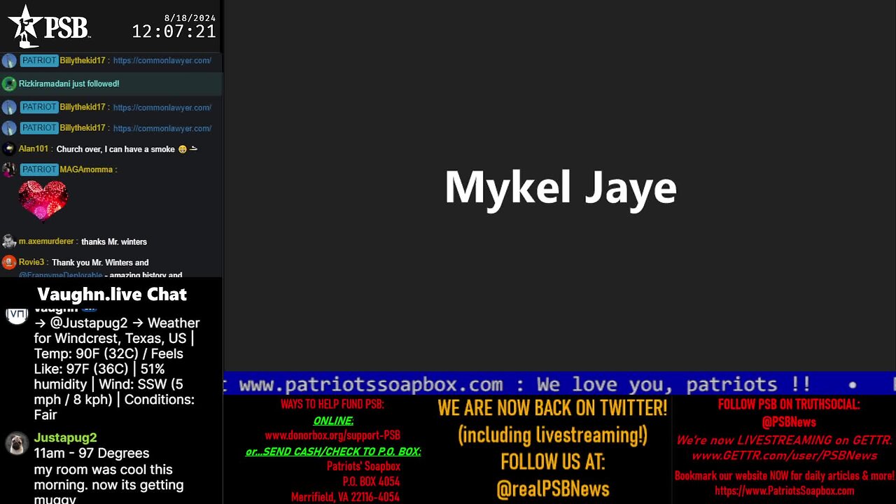 2024-08-18 12:00 EDT - Mykle covering: