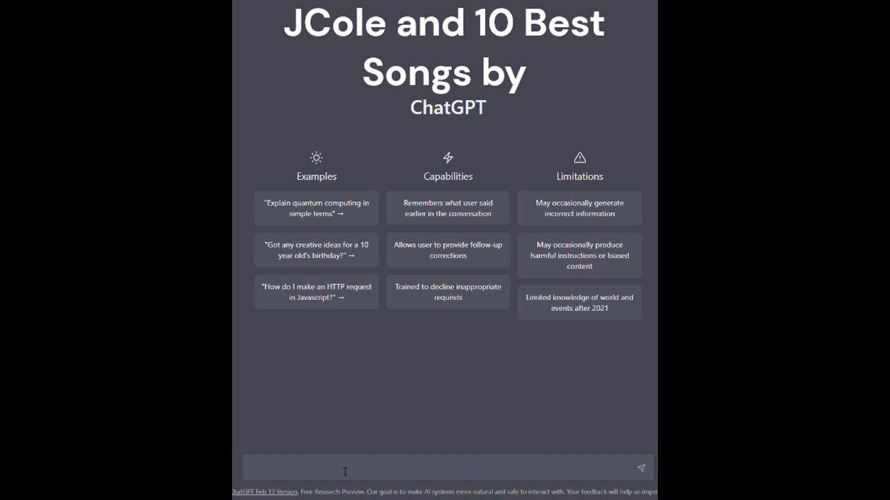 JCOLE and 10 Best songs by ChatGPT.