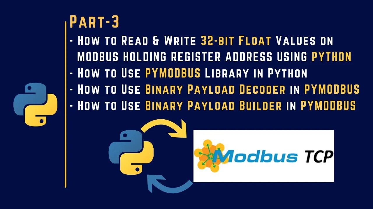 003 | Read & Write Float Values on Modbus Holding Register Address in Python | Pymodbus |
