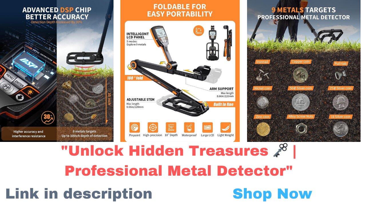 "Unearth Hidden Treasures with the Professional Foldable Metal Detector | High Accuracy -