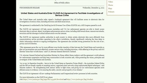 美國司法部和澳大利亞內政部簽署云協議保障公民自由和打擊有組織嚴重犯罪
