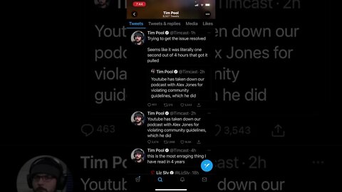 Tim Pool’s podcast with Alex Jones Pulled From YouTube and Other Podcast Platforms!