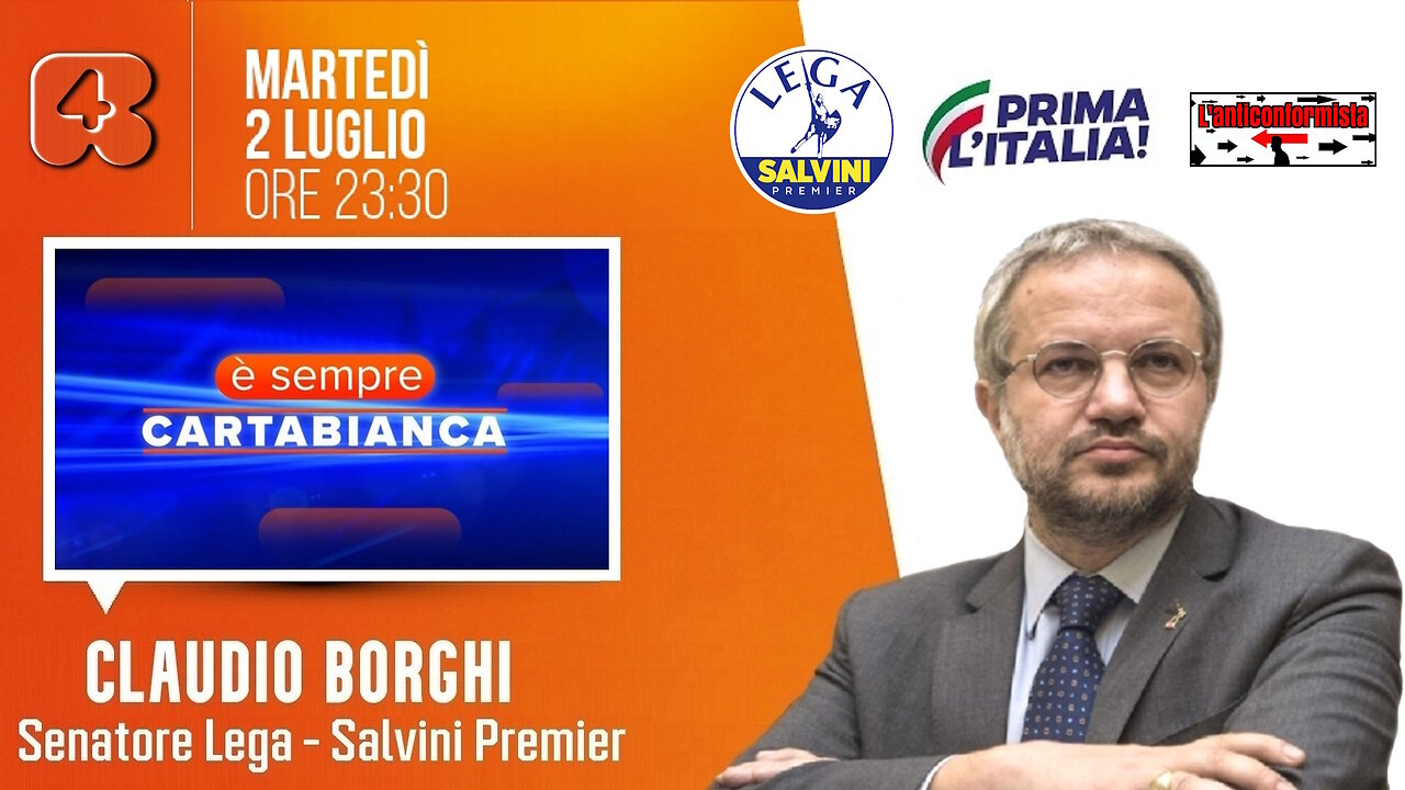 🔴 Sen. Claudio Borghi ospite a "È sempre cartabianca" su Rete4 (02/07/2024)