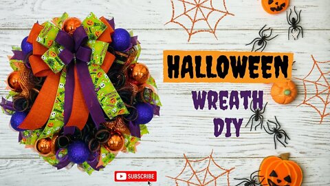 Halloween Wreath DIY| How to Make a Halloween Deco Mesh Wreath| Home Decor DIY