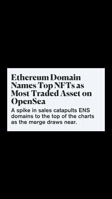 Ethereum Domain Names Top NFTs as Most Traded Asset on OpenSea #cryptomash #nft #crypto #ethereum