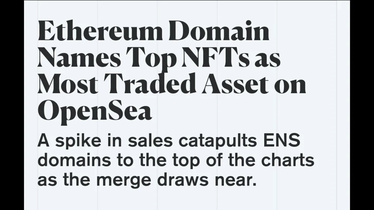 Ethereum Domain Names Top NFTs as Most Traded Asset on OpenSea #cryptomash #nft #crypto #ethereum