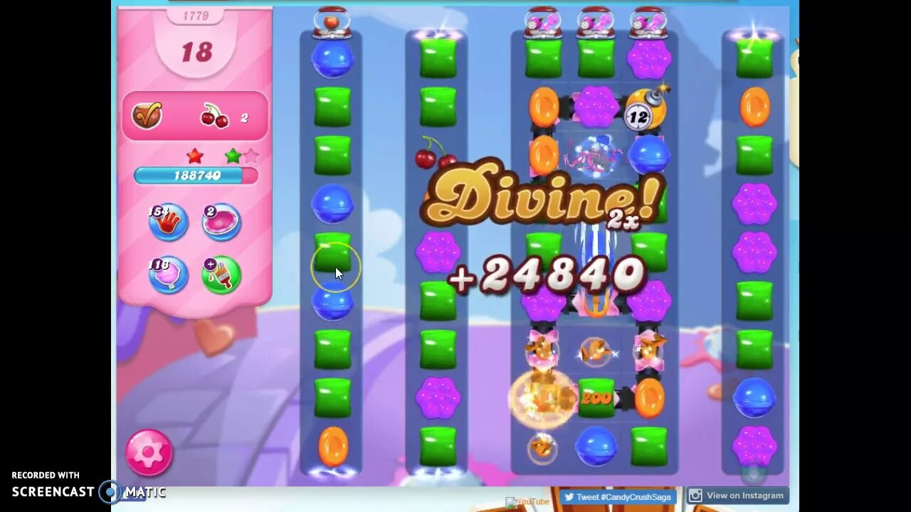 Candy Crush Level 1779 Audio Talkthrough, 3 Stars 0 Boosters