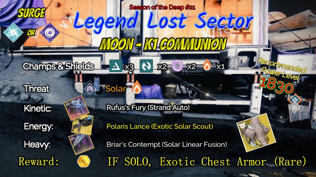 Destiny 2 Legend Lost Sector: Moon - K1 Communion on my Void Warlock 8-11-23