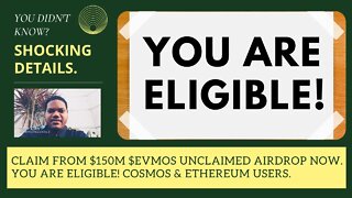 Claim From $150m $Evmos Unclaimed Airdrop B4 August 1. You Are Eligible. Cosmos & Ethereum Users.