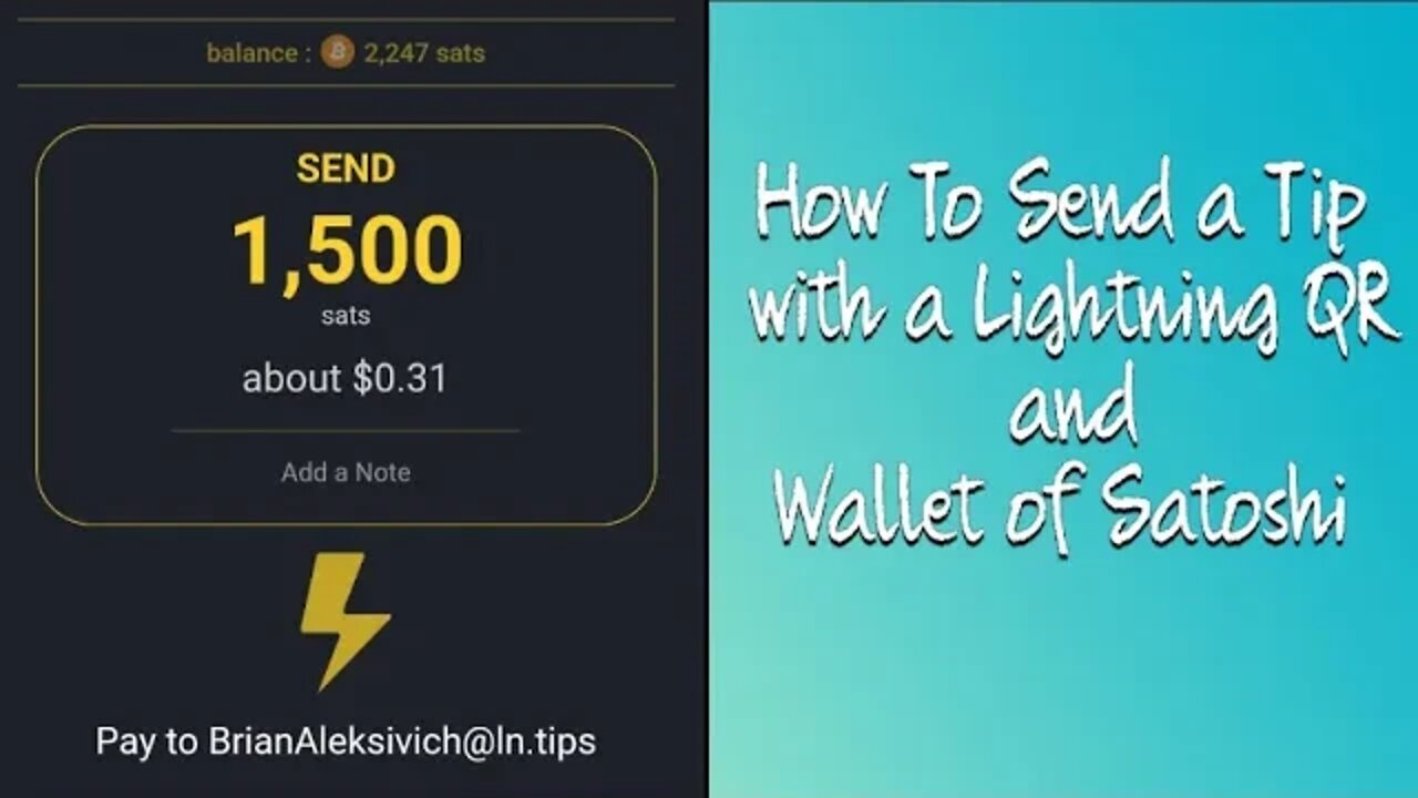 How to send a tip with a Lightning Network QR code and Wallet of Satoshi for @Steady Presence