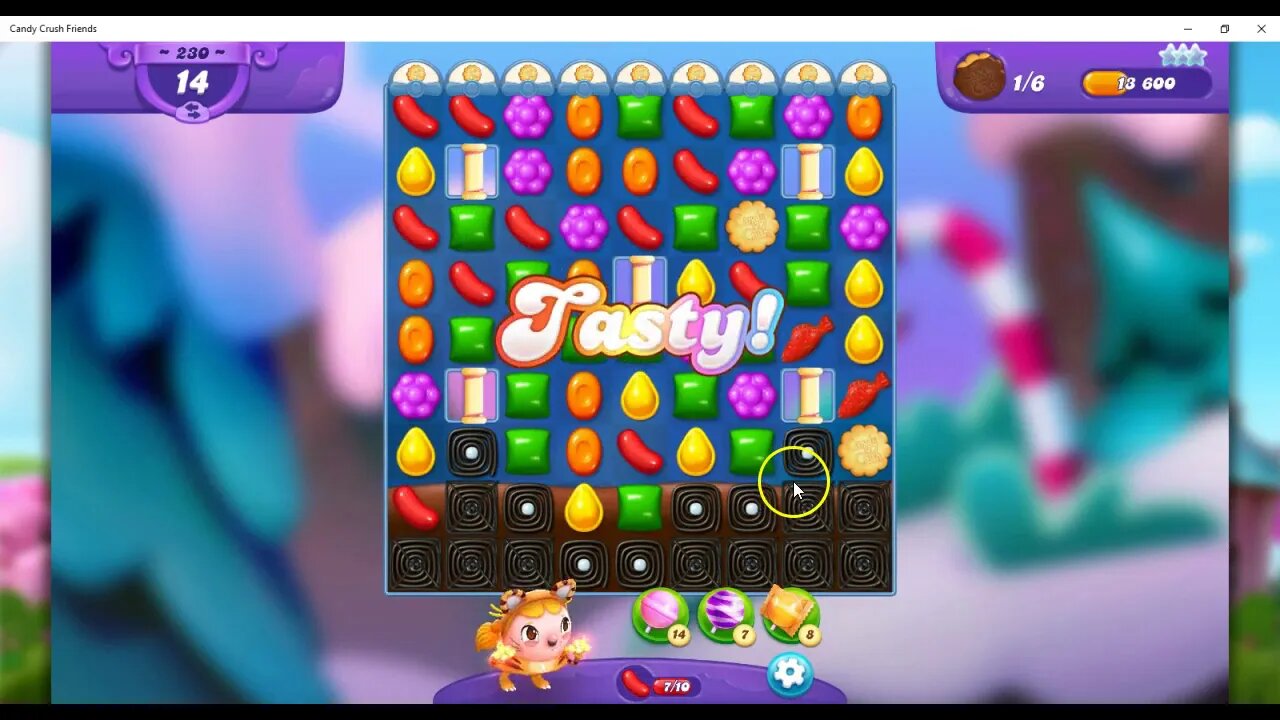 FRIENDS Level 230 Talkthrough, Candy Crush Friends Saga, 25 Moves 0 Boosters