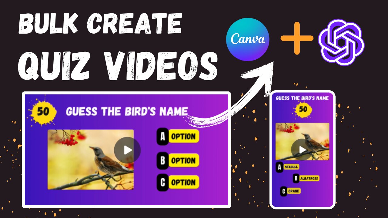 Bulk create quiz videos using Canva and ChatGPT and Earn 3000$ per month