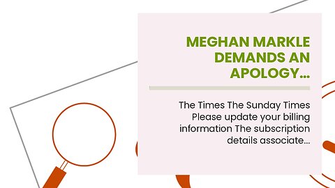 Meghan Markle demands an apology…
