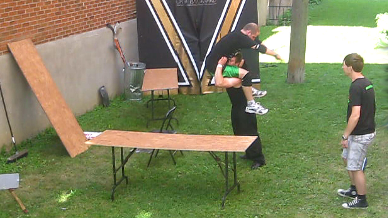 2/3 Tables Match - Eric D (c) VS Swede Savard {CHW Championship} Backyard Wrestling