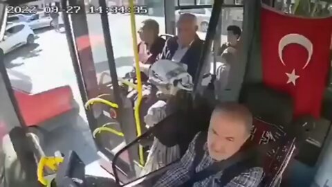 A jabbed busdriver collapses