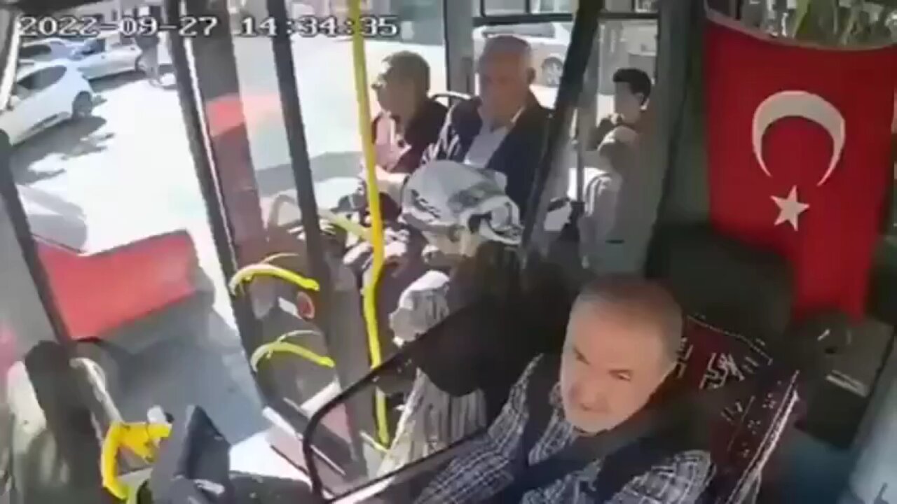 A jabbed busdriver collapses