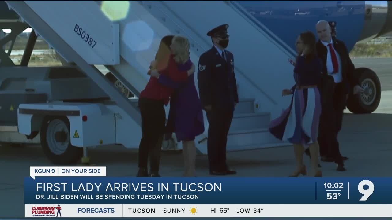 First Lady arrives in Tucson with local stops planned for Tuesday