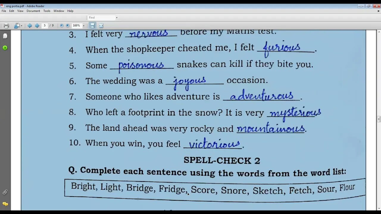 English A Class VI 22 April,2021