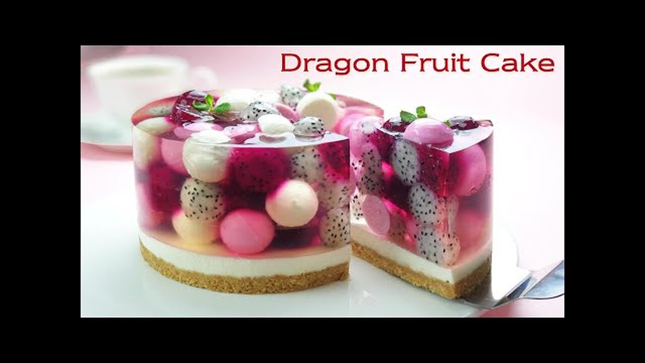 No-Oven / No-Egg 과일 젤리 치즈케이크 / Beautiful Dragon Fruit Jelly Cheesecake Recipe / 용과 케이크 / 컵 계량