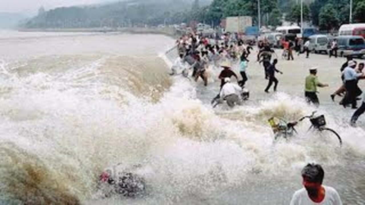 China now! Tsunami waves flood cities as record breaking tidal surge submerges streets and homes