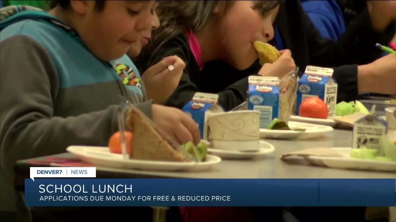 School lunch application deadline is Monday