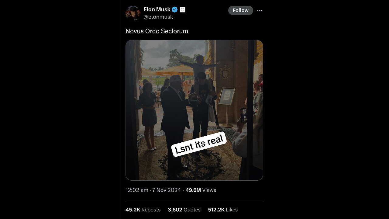 ELON MUSK: Embracing The New World "NOVUS ORDO SECLORUM"