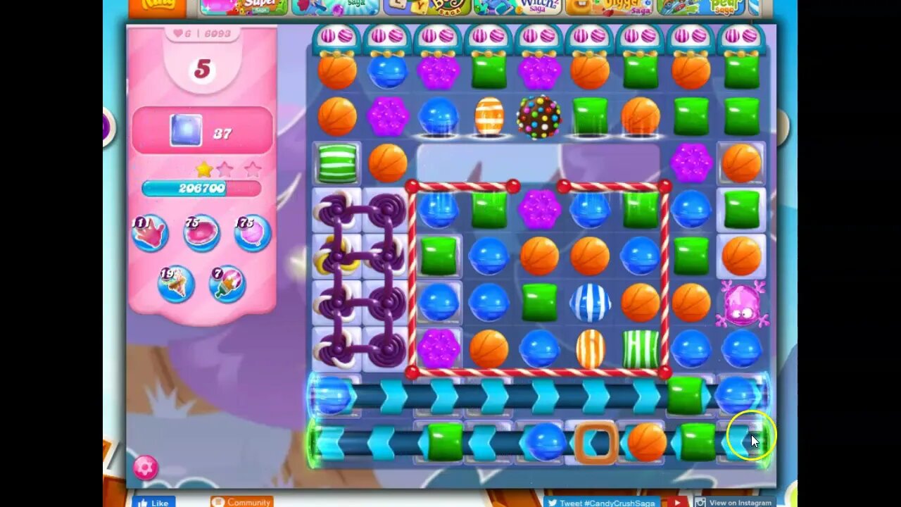 Candy Crush Level 6093 Talkthrough, 25 Moves 0 Boosters