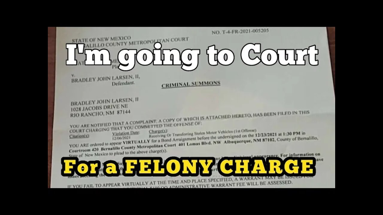 IM FACING A FELONY CHARGE.