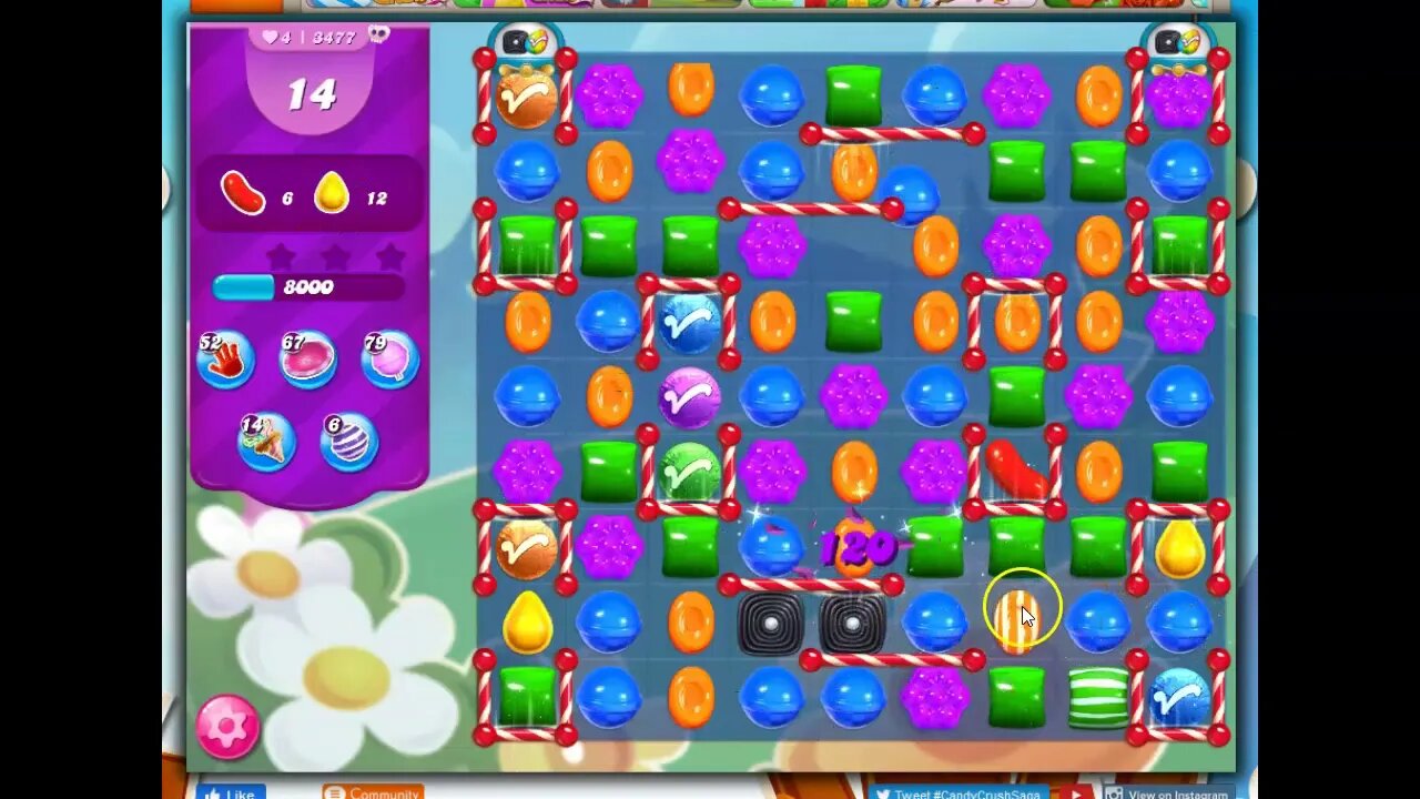 Candy Crush Level 3477 Talkthrough, 23 Moves 0 Booster